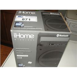IHOME WIRELESS BLUETOOTH WIRELESS RECHARGEABLE BOOMBOX