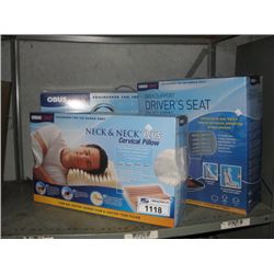 3 ASSORTED MASSAGE CUSHIONS AND THERAPEUTIC PILLOWS