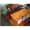 Image 1 : PALLET LOT OF FURNITURE; WOODEN TRUNK, 2 SMALL LIVING ROOM TABLES