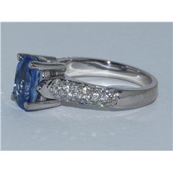 Natural Blue Sapphire w/ Diamond Ring