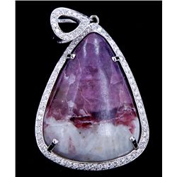 Natural Bi-Color Tourmaline 33.01ct w/ Diamond Pendant