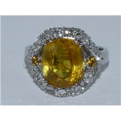 Yellow Sapphire W/ Diamond Ring