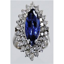 Natural Tanzanite 6.76ct w/ Diamond Ring