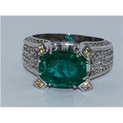 Emerald w/ Diamond Ring