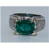 Image 1 : Emerald w/ Diamond Ring