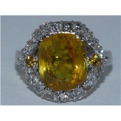 Natural Yellow Sapphire w/ Diamond Ring