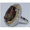 Image 2 : Natural Tourmaline w/ Diamond Cocktail Ring