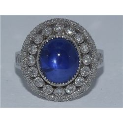 Natural Cabochon Blue Sapphire w/ Dia Ring
