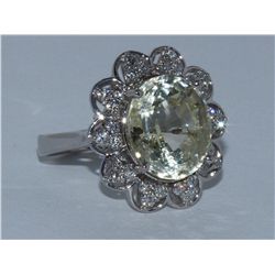 Natural Yellow Sapphire w/ Diamond Flower Ring