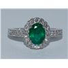 Image 1 : Natural Emerald w/ Diamond Flower Ring