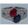 Image 1 : Natural Ruby and Blue Sapphire w/ Dia Ring