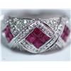 Image 1 : 14k White Gold Ruby Diamond Ring