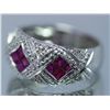 Image 3 : 14k White Gold Ruby Diamond Ring