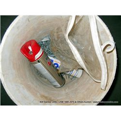 BUCKET: SCREWS, PAINT, HAND CLEANER