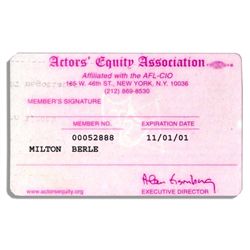 Milton Berle, aka ''Mr. Television'' Actors' Equity Association Membership Card