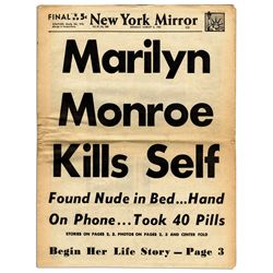 The ''New York Mirror'' Newspaper, 6 August 1962 Edition Announcing Marilyn Monroe's Suicide