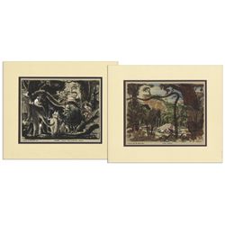 Pair of Original Production Sketches From the 1946 Film, ''Tarzan and the Leopard Woman''