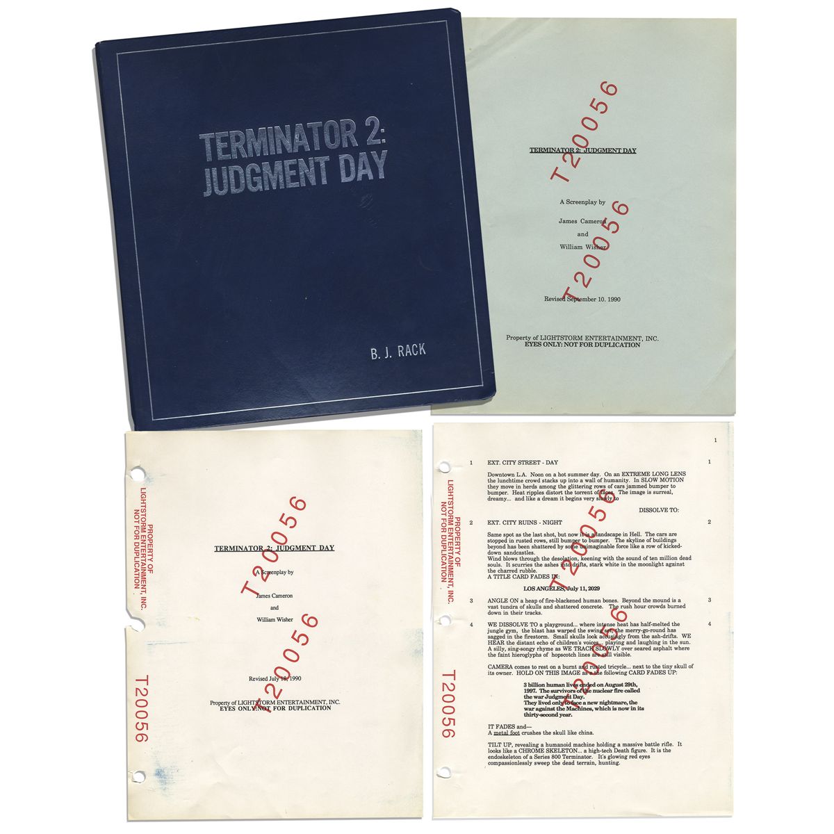 Script For Terminator 2 Personally Owned By Its Producer Bj Rack Featuring Hand Notes