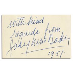 Josephine Baker Signed Slip From 1951