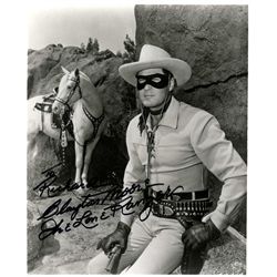 Signed 8'' x 10'' Photo of Clayton Moore as the ''Lone Ranger'' with Silver