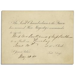 Invitation to a Royal Ball Held at King William IV & Adelaide's St. James's Palace