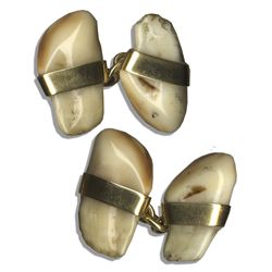 Cufflinks Personally Owned by The Duke & Duchess of Windsor -- Gold Jewelry With Deer Teeth