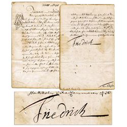 King Frederick I of Prussia Letter Signed From 1724