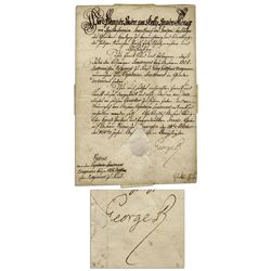 King George II Military Appointment Signed From The Seven Years' War -- ''...to lead his regiment in