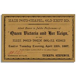 Queen Victoria Diamond Jubilee Music Performance Ticket From 1897