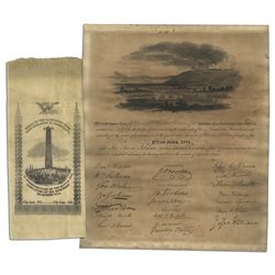 Collection of Documents From the Battle Rare Bunker Hill Lot 1823 BH Monument Association Signed Fra