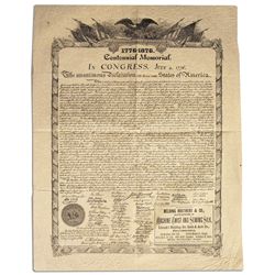 1876 Printing of the Declaration of Independence -- Centennial Memorial Print