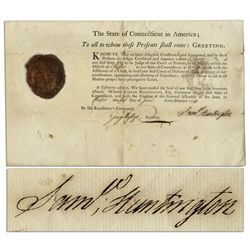 DOI Signer Samuel Huntington 1790 Document Signed as Governor of Connecticut