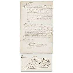 William Penn Document Signed -- Regarding a Financial Agreement Circa 1707