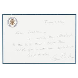 Vice President George H.W. Bush Autograph Note Signed -- ''...I wrote the attached to the kid that d