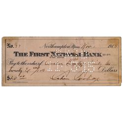 Calvin Coolidge Check Signed From 1915