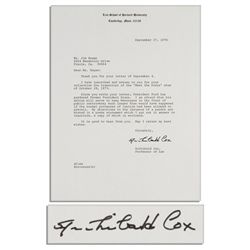 Lot of 2 Watergate TLS by Archibald Cox & Elliot L. Richardson -- ''...Nixon's resignation was in hi