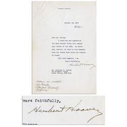 Herbert Hoover Typed Letter Signed -- ''...My interest...is only to help crystallize the issues with