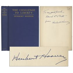 Herbert Hoover Signed First Edition Book, ''The Challenge to Liberty''
