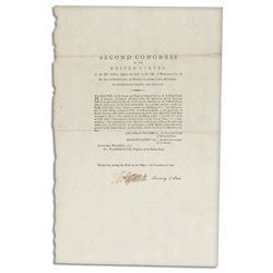 Thomas Jefferson 1872 Document Signed as Secretary of State -- Regarding An Act Passed by Second Con