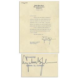 Lyndon B. Johnson 1954 Letter Signed as Senate Majority Leader Upon Senate Stationery -- ''...I hope