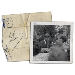 John F. Kennedy Signature & Unique Candid Photo of JFK -- With PSA/DNA COA