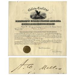 Andres Mellon Document Signed as Secretary of the Treasury
