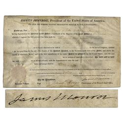 James Monroe Land Grant Signed as President in 1818