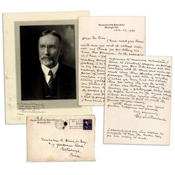 Supreme Court Justice George Sutherland Signed Photo & Signed Letter -- ''...if I were your father I