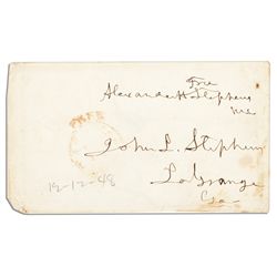 Confederate VP Alexander Hamilton Stephens Free Franking Signature