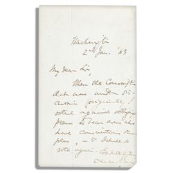 Charles Sumner Civil War Dated Autograph Letter Signed Regarding the Civil War Draft of Soldiers -- 