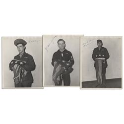Scarce Set of Three Photos Signed by Each of the Iwo Jima Flag Raising Survivors -- Hayes, Gagnon & 