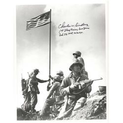Iwo Jima Photo Signed by Lindberg, the Oldest Surviving Member of the Iconic Flag Raising Party -- 8