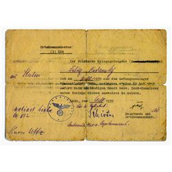 Nazi POW Document -- ''...The Polish War Criminal...was discharged from the prison camp 'Rosenblatt'