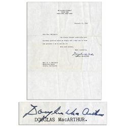 Douglas MacArthur Typed Letter Signed Less Than 2 Months Before His Death -- ''...The kindly thought